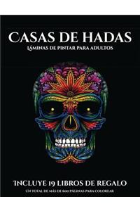 Láminas de pintar para adultos (Casas de hadas)