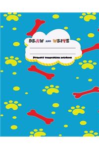 DRAW and WRITE primary composition notebook, 8x10 inch 200 page, Blue yellow dag paw print