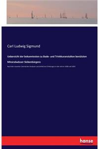 Uebersicht der bekanntesten zu Bade- und Trinkkuranstalten benützten Mineralwässer Siebenbürgens