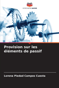 Provision sur les éléments de passif