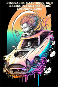 Dinosaurs, Cats, Dogs, and Babies in Fantasy Cars Coloring Book