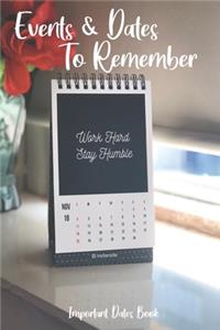 Events and Dates to Remember