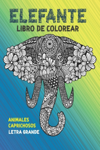 Libro de colorear - Letra grande - Animales caprichosos - Elefante