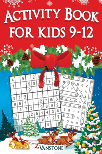 Activity Book for Kids 9-12: 200 Fun Sudoku Puzzles and Word Search for Kids with Solutions - Large Print - Christmas Edition