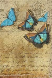 Beautiful Vintage Blue Butterflies Journal