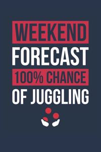 Juggling Notebook 'Weekend Forecast 100% Chance of Juggling' - Funny Gift for Juggler - Juggling Journal