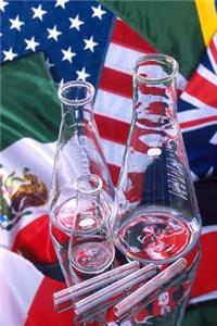 Science Theme Journal International Scientific Cooperation Flags Beakers