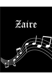 Zaire: Sheet Music Note Manuscript Notebook Paper - Personalized Custom First Name Cover - Musician Composer Instrument Composition Book - 12 Staves a Page