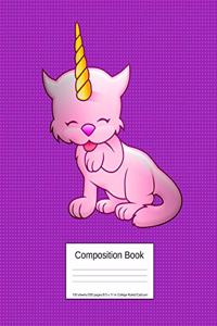 Composition Book 100 Sheets/200 Pages/8.5 X 11 In. College Ruled/ Caticorn