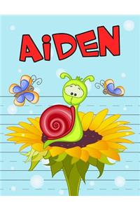 Aiden: Personalized Book with Child's Name, Primary Writing Tablet, 65 Sheets of Practice Paper, 1