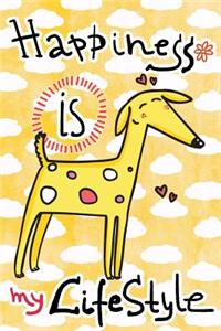 Journal Notebook For Dog Lovers, Happiness Is My Lifestyle Yellow Dog 5
