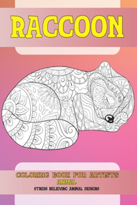 Coloring Book for Artists - Animal - Stress Relieving Animal Designs - Raccoon