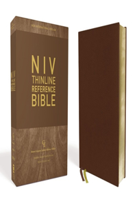 NIV, Thinline Reference Bible (Your Portable Reference Bible), Genuine Leather, Buffalo, Brown, Red Letter, Art Gilded Edges, Comfort Print