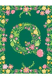 Floral Initial Q Monogram Journal