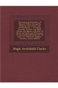 Pronouncing Dictionary of Musical Terms