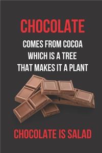 Chocolate Comes From Cocoa Which is a Tree That Makes It a Plant Chocolate is Salad