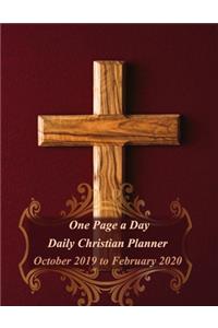 One Page A Day Daily Christian Planner: October 2019 to February 2020 with Decorative Cross Interior - Red Cross w/ Frame