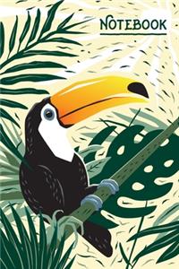 Rainforest Notebook. Toucan Jungle Scene