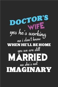 Doctor's wife yes he's working no i don't know when he'll be home yes we are still married no she's not imaginary
