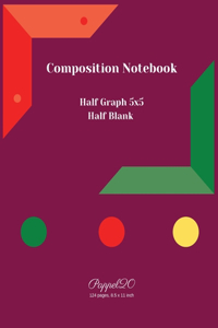 College Notebook Half Graph 5x5 - Half Blank--124 pages -8.5x11 Inches