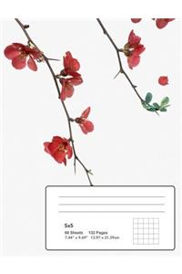 Flowering Red Quince Gone Wild Composition Notebook: 5x5 graph page 7.44x9.69 66 sheet 132 page book for flower lovers, teenage girl or woman's diary, men's journal, college, high school, elementary sc