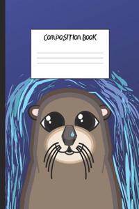 Composition Book: Floating Otter with Shell, 200 Pages, College Ruled (7.44 X 9.69)