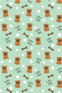 Journal Notebook Pug Dogs Bones and Polka Dots - Green