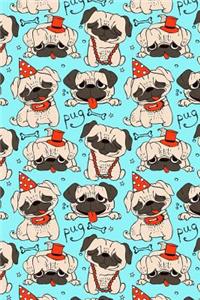 Journal Notebook Funny Pugs Pattern 5