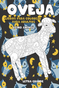 Libros para colorear para adultos - Letra grande - Reino animal - Oveja