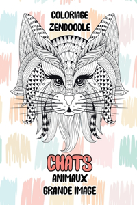 Coloriage Zendoodle - Grande image - Animaux - Chats