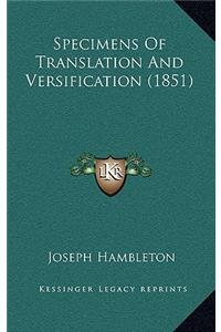 Specimens Of Translation And Versification (1851)