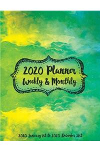 2020 Planner Weekly and Monthly Jan 1, 2020 to Dec 31, 2020 Green Wave
