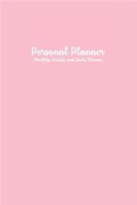 Personal Planner: Monthly, Weekly and Daily Planner: Light Pink Personal Planner: Planner Notebook 6 X 9, Yearly Planner, Monthly Planner, Weekly Planner, Daily Planner, Cute Planner, Planners and Organizers, Diary Planner, Personal Agenda Planner