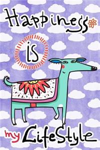 Journal Notebook For Dog Lovers, Happiness Is My Lifestyle Green Dog 3