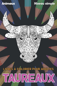 Livres à colorier pour adultes - Niveau simple - Animaux - Taureaux