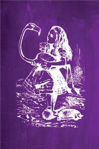 Alice in Wonderland Chalkboard Journal - Alice and The Flamingo (Purple)