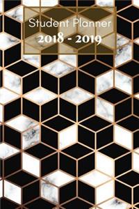 Student Planner: 2018-2019: Black & Golden Cubes Marble: Academic Daily Weekly Monthly Planner Organizers Student Teacher Academic College High School University, Au