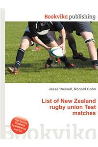 List of New Zealand Rugby Union Test Matches