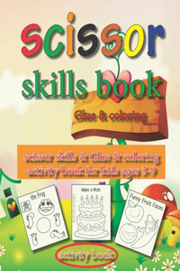 scissor skills & Glue & coloring activity book for kids ages 3-9