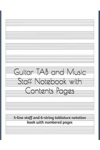 Guitar Tab and Music Staff Notebook With Contents Pages