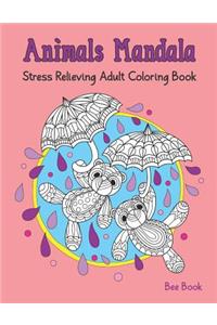 Animals Mandala Stress Relieving Adult Coloring Book