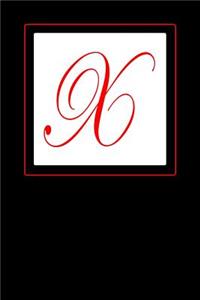 X: Monogrammed Journal with a Stately Red Capital Letter X on a White Background