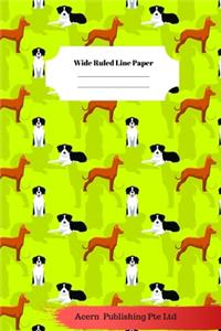 Dog Sloth Theme Wide Ruled Line Paper