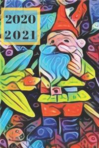 Teal Yellow Daffodil Yellow & Red Gnome For Gnome Lover's Dated Weekly 2 year Calendar Planner Gift Book