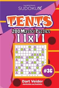 Sudoku Tents - 200 Master Puzzles 11x11 (Volume 36)
