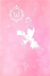 W: Personalized Monogram Ballerina Journal Pink Diary Blank Lined Journaling Pages