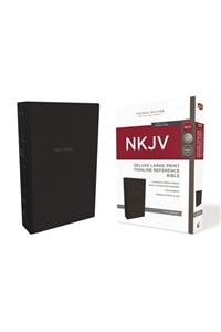 NKJV, Deluxe Thinline Reference Bible, Large Print, Imitation Leather, Black, Red Letter Edition, Comfort Print