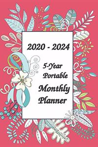 2020 - 2024 5-Year Portable Monthly Planner 6x9