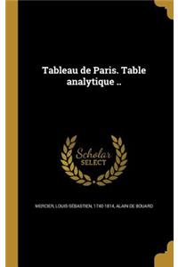 Tableau de Paris. Table analytique ..