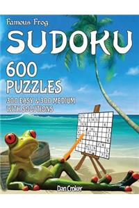 Famous Frog Sudoku 600 Puzzles With Solutions. 300 Easy and 300 Medium: A Beach Bum Sudoku Series Book